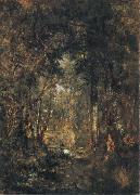 Theodore Rousseau In the Wood at Fontainebleau painting